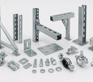 Cable tray supports, channels, brackets and fixing accessories