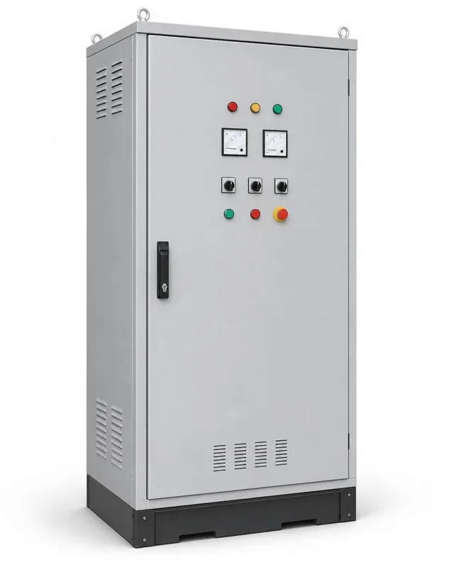 Floor-standing motor control panel with indicator lamps