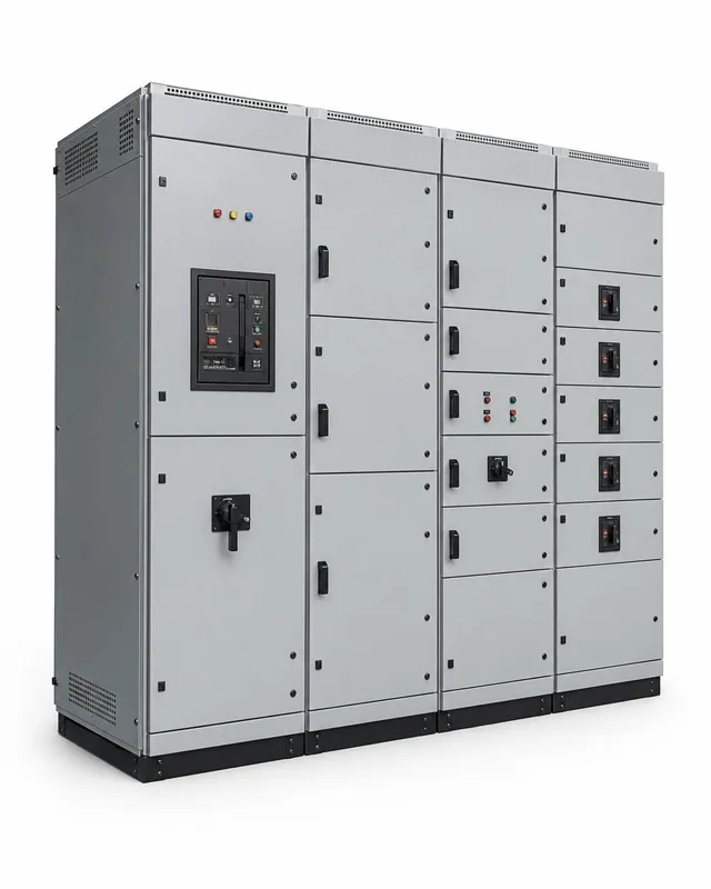 Line-up of floor-standing modular switchboard sections