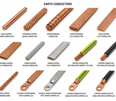 Range of copper earth and lightning conductors