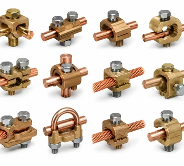 Bronze and copper earth rod clamps and connectors