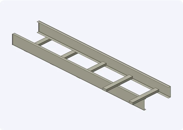 GRP cable ladder straight length with C-section side rails and rungs