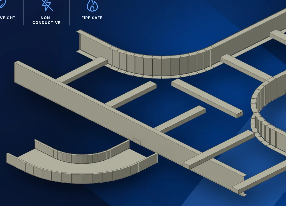 GRP cable ladder and tray system with bends