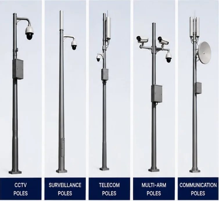 CCTV, surveillance, telecom, multi-arm and communication poles