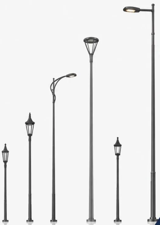 CASK STEEL lighting pole range, from short decorative poles to tall street lighting poles